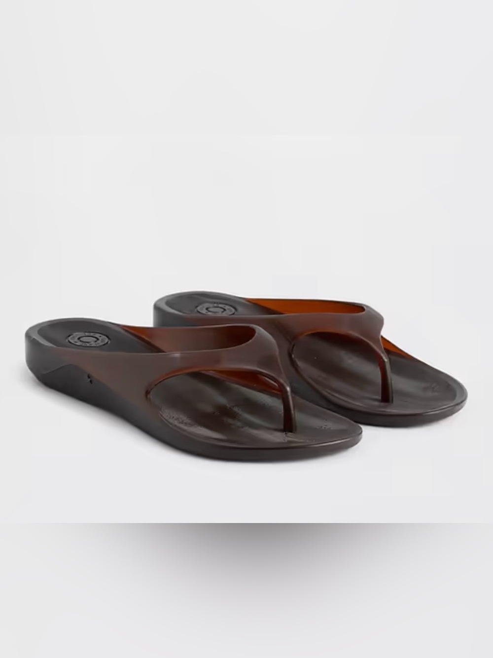 Women's Brown Wedge Jelly Flip-Flop Sandals